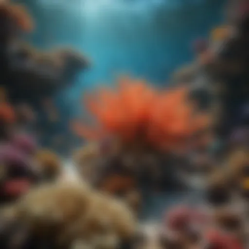 A vibrant coral reef teeming with diverse marine life, showcasing the beauty of underwater ecosystems.