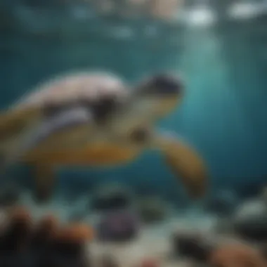 Gentle Sea Turtle swimming in crystal clear waters