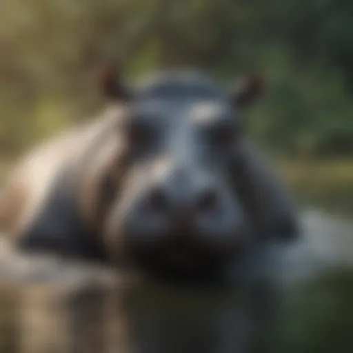 Majestic hippo gracefully swimming in serene waters