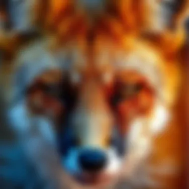 Close-Up of Red Fox Face A close-up of a red fox's face highlighting its sharp features and expressive eyes.