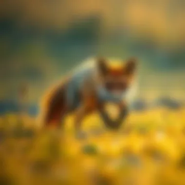 Red Fox Hunting in the Field A red fox hunting in a field, demonstrating its agility and keen sense of smell.