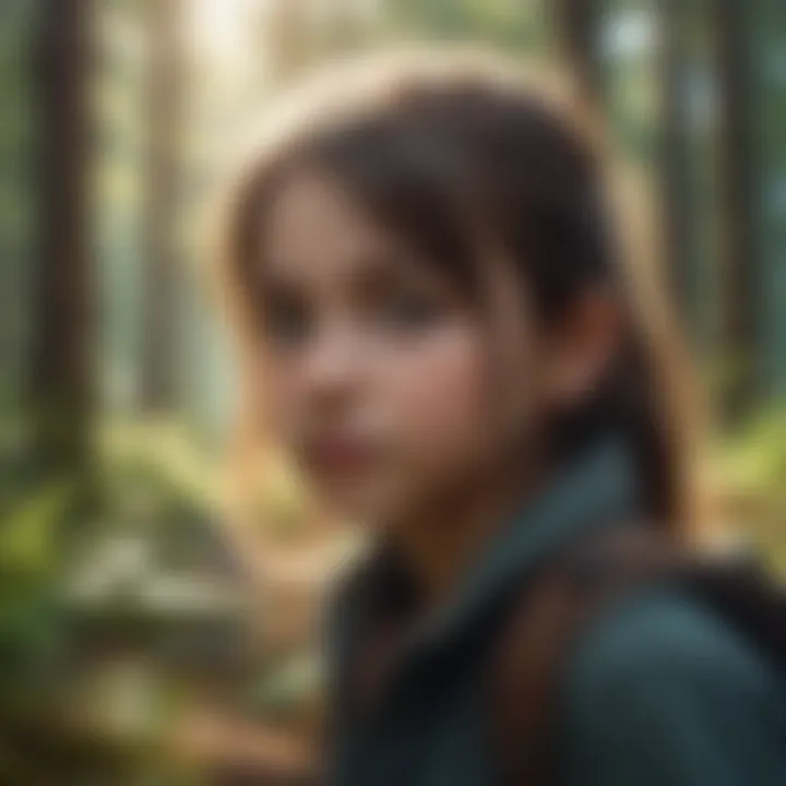 Young girl exploring a forest