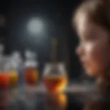 Children observing a colorful chemical reaction