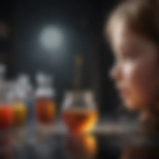 Children observing a colorful chemical reaction