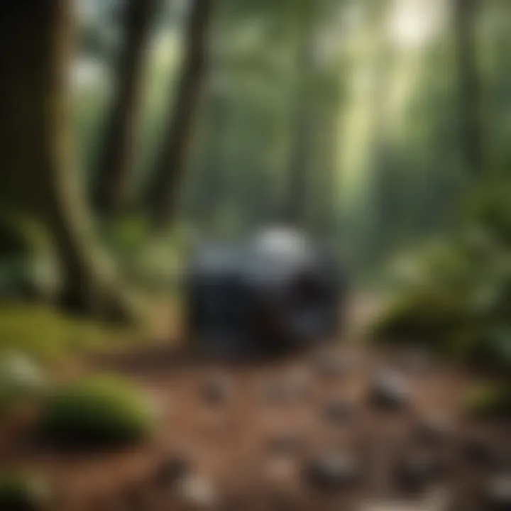 A group of individuals engaging in a geo treasure hunt in a lush forest.