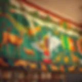 An intricate mural depicting Ghana's diverse culture