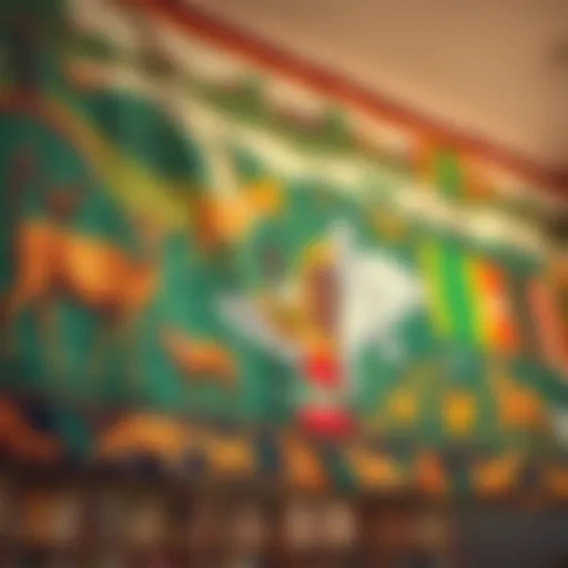 An intricate mural depicting Ghana's diverse culture