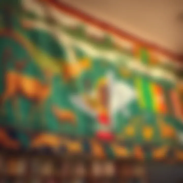 An intricate mural depicting Ghana's diverse culture