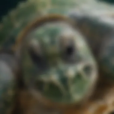 Intricate Shell Patterns of the Green Sea Turtle A close-up view of the intricate patterns on the shell of a green sea turtle