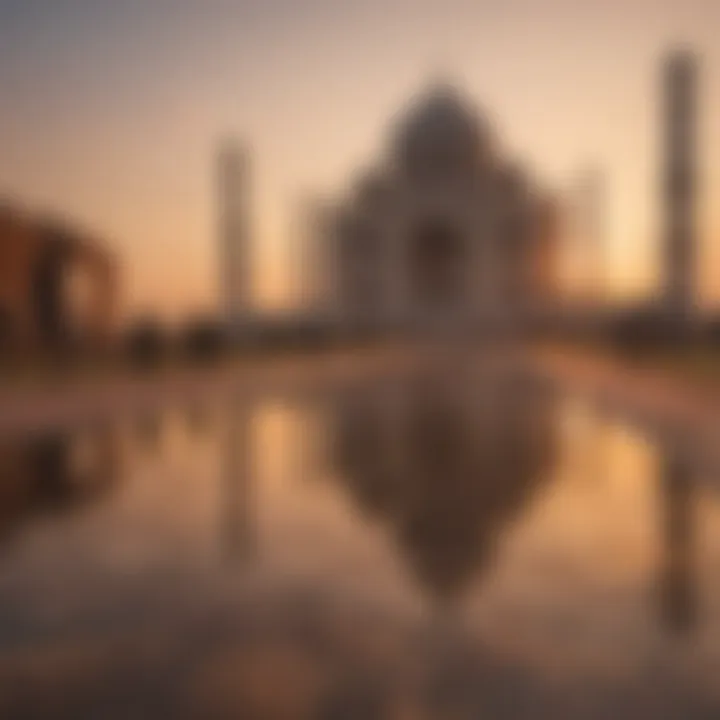 Architectural marvel of Taj Mahal at sunrise