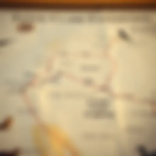 A detailed map showcasing the route taken by Lewis and Clark during their expedition.