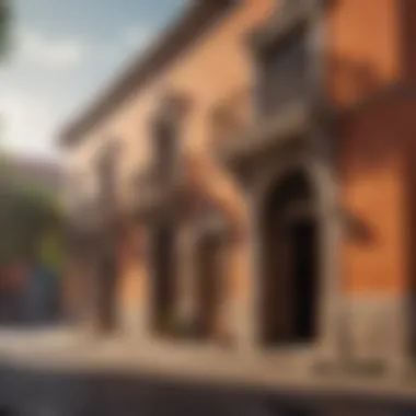 Colonial Mexican Architecture in Quaint Town Square