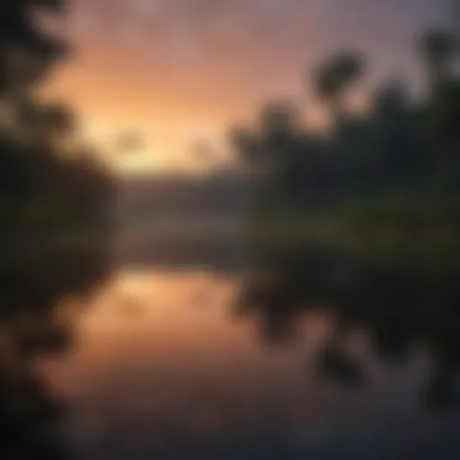 Sunset over Amazon Rainforest