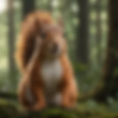 Curious Squirrel in a Lush Forest Setting