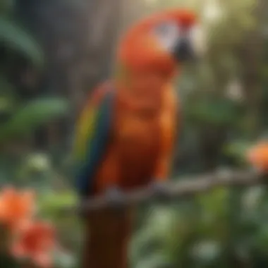 Colorful Parrot amidst Hawaiian Flora