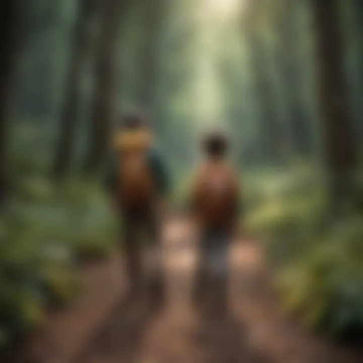 Kids exploring a lush forest trail