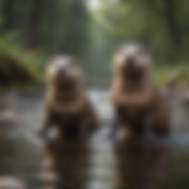 Playful Otters Frolicking in Adirondack Stream