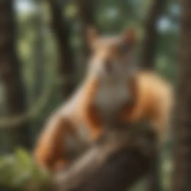 Whimsical Illustration of Curious Squirrels in a Tree Canopy