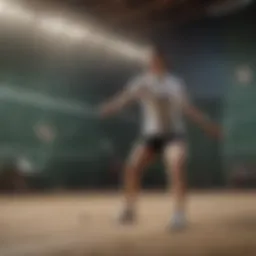Digital representation of badminton gameplay showcasing dynamic movement.