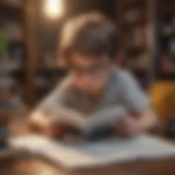 Illustration of a curious child engrossed in an online nonfiction book