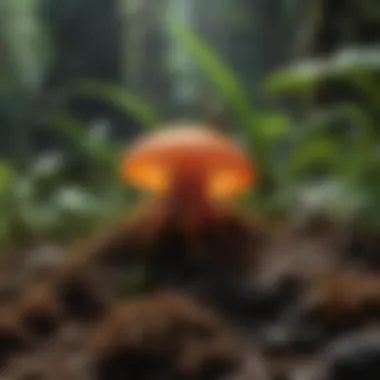 Small microorganisms in a rainforest soil, highlighting their essential role in the ecosystem.