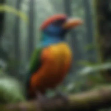 Avian Wonders of the Rainforest Colorful birds native to rainforest ecosystems.