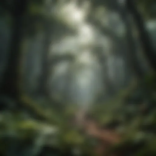 A vibrant rainforest canopy teeming with life.