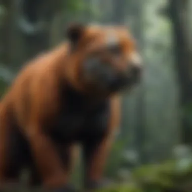 Threatened wildlife in a rainforest habitat.