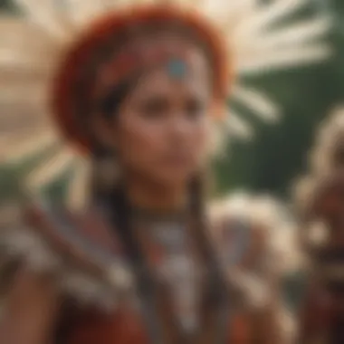 Ceremonial dance representing the spiritual beliefs and traditions of native communities