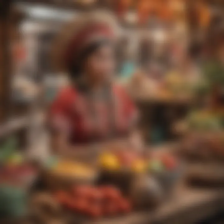 A vibrant market scene reflecting the diversity of indigenous cultures and their artisanal products