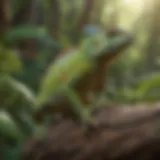 A chameleon blending into its surroundings