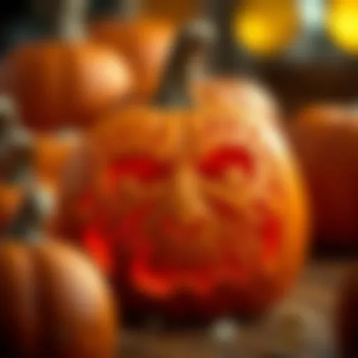 Intricately carved pumpkin showcasing artistic skill