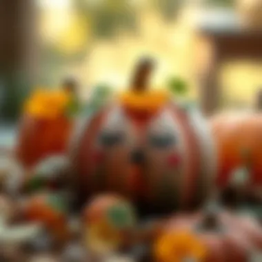 Vibrant pumpkins adorned with natural elements