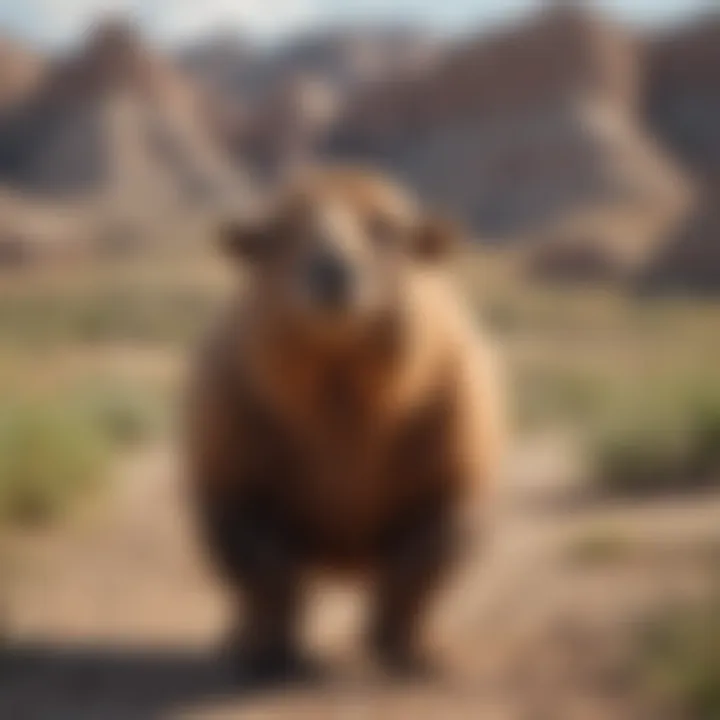 A diverse array of wildlife found in the Badlands, including bison and prairie dogs.