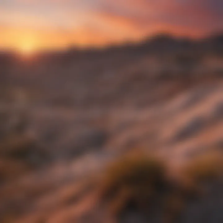 Stunning sunset over the rugged landscape of the Badlands, highlighting its natural beauty.