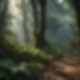 Lush rainforest canopy showcasing diverse plant species