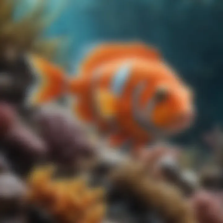 Diverse marine life including colorful fish and coral reefs