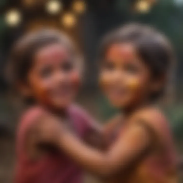 Children joyfully playing with colors during Holi