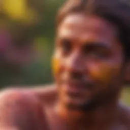 A vibrant display of Holi colors in nature