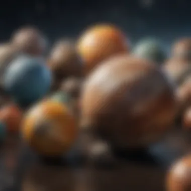 A breathtaking illustration of various celestial bodies including planets and moons