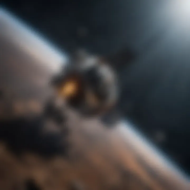 An illustration of a spacecraft journeying through space