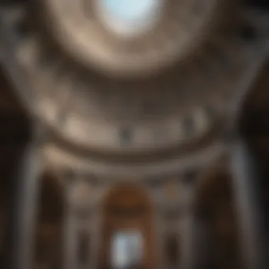 The Pantheon, a stunning architectural marvel, with a clear blue sky in the background.