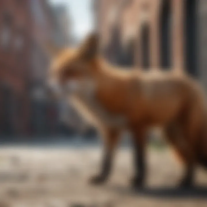 Red fox in an urban environment