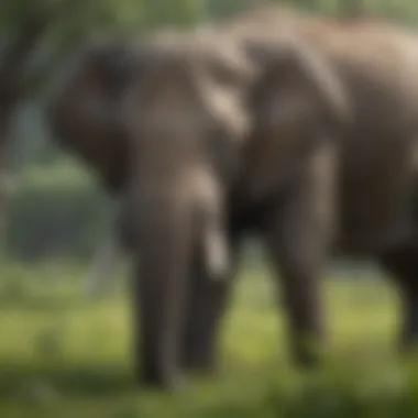 Elephant Grazing in Nature A majestic elephant grazing in a lush green landscape