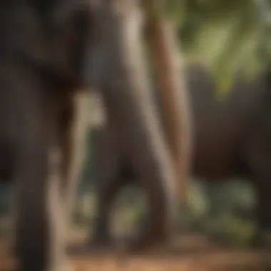 Food Selection by Elephant Trunk Close-up of an elephant's trunk selecting food from a tree