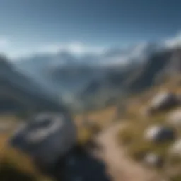Breathtaking view of the Pyrenees mountains under a clear blue sky.