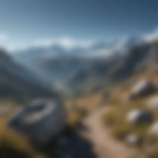 Breathtaking view of the Pyrenees mountains under a clear blue sky.
