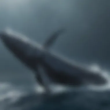 A majestic whale gracefully swimming through the deep blue sea