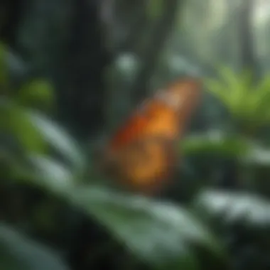 The Elegance of Rainforest Butterflies Butterflies fluttering among lush rainforest foliage