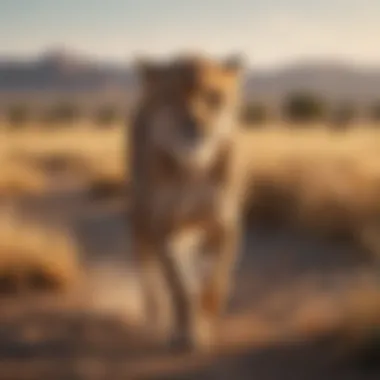 A sleek cheetah sprinting across an open savanna